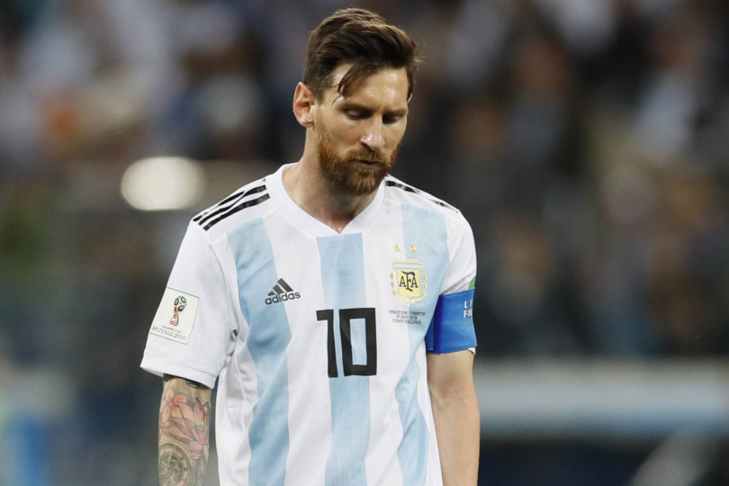 Leo Messi in campo con l'Argentina